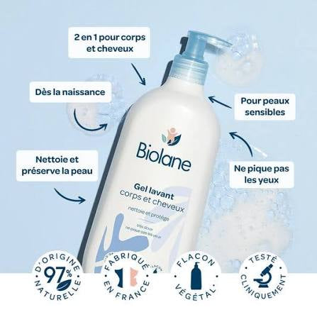 Biolane Gel Lavant Corps & Cheveux – Peaux Sensibles