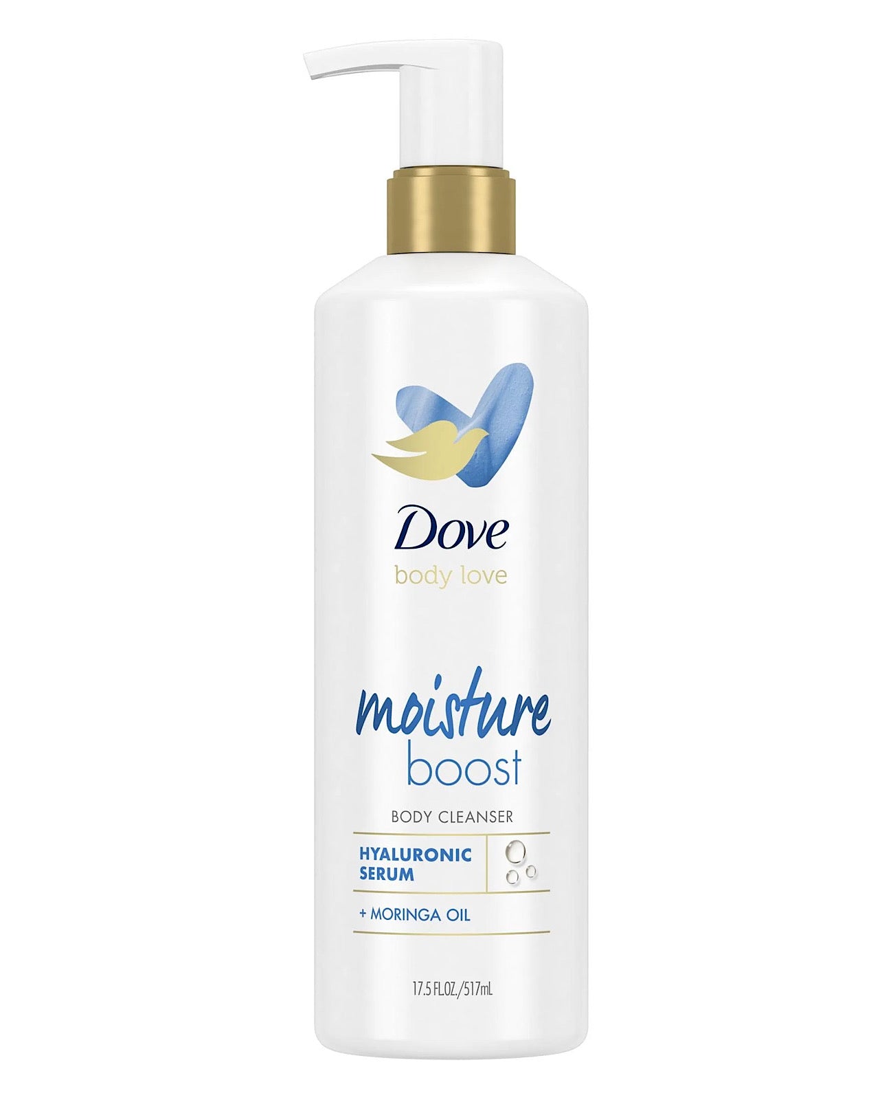 Dove Body Love Moisture Boost – Nettoyant Corps au Sérum Hyaluronique & Huile de Moringa