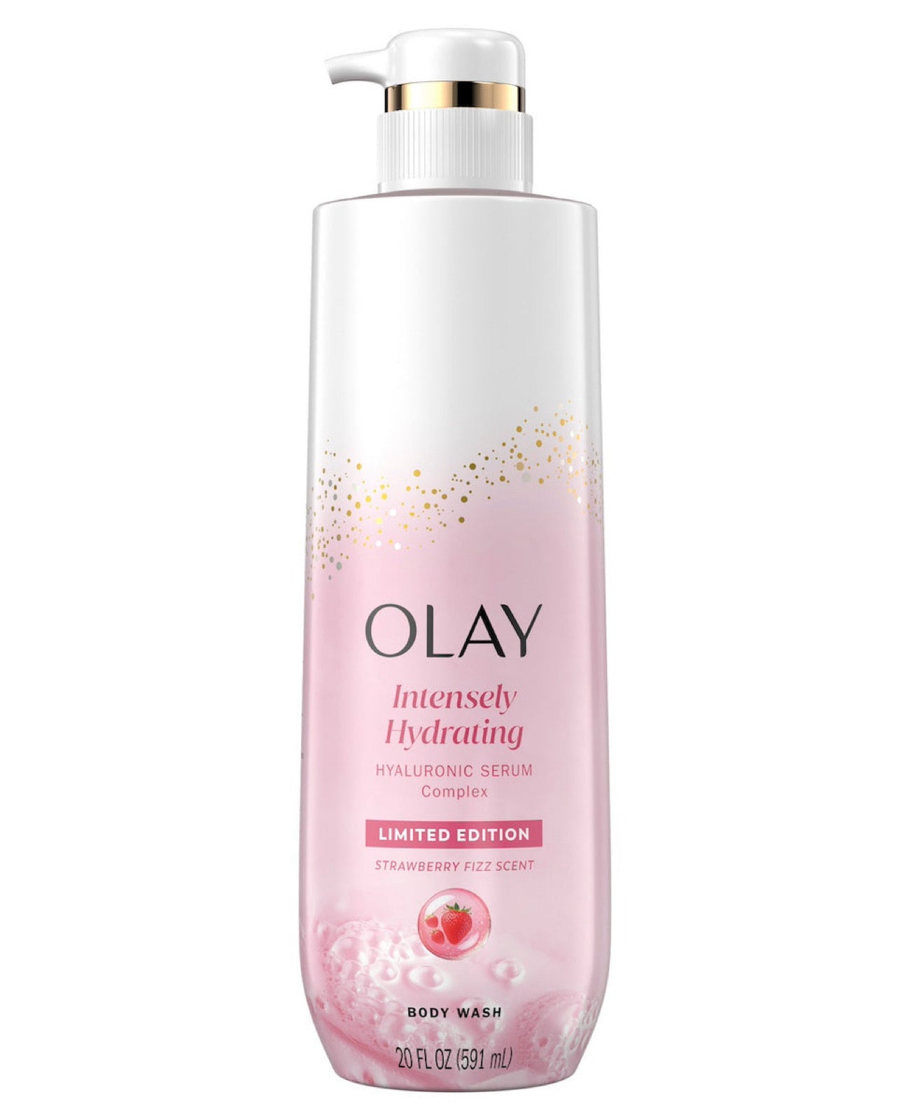 Olay Intensely Hydrating – Gel Douche au Sérum Hyaluronique, Parfum Strawberry Fizz