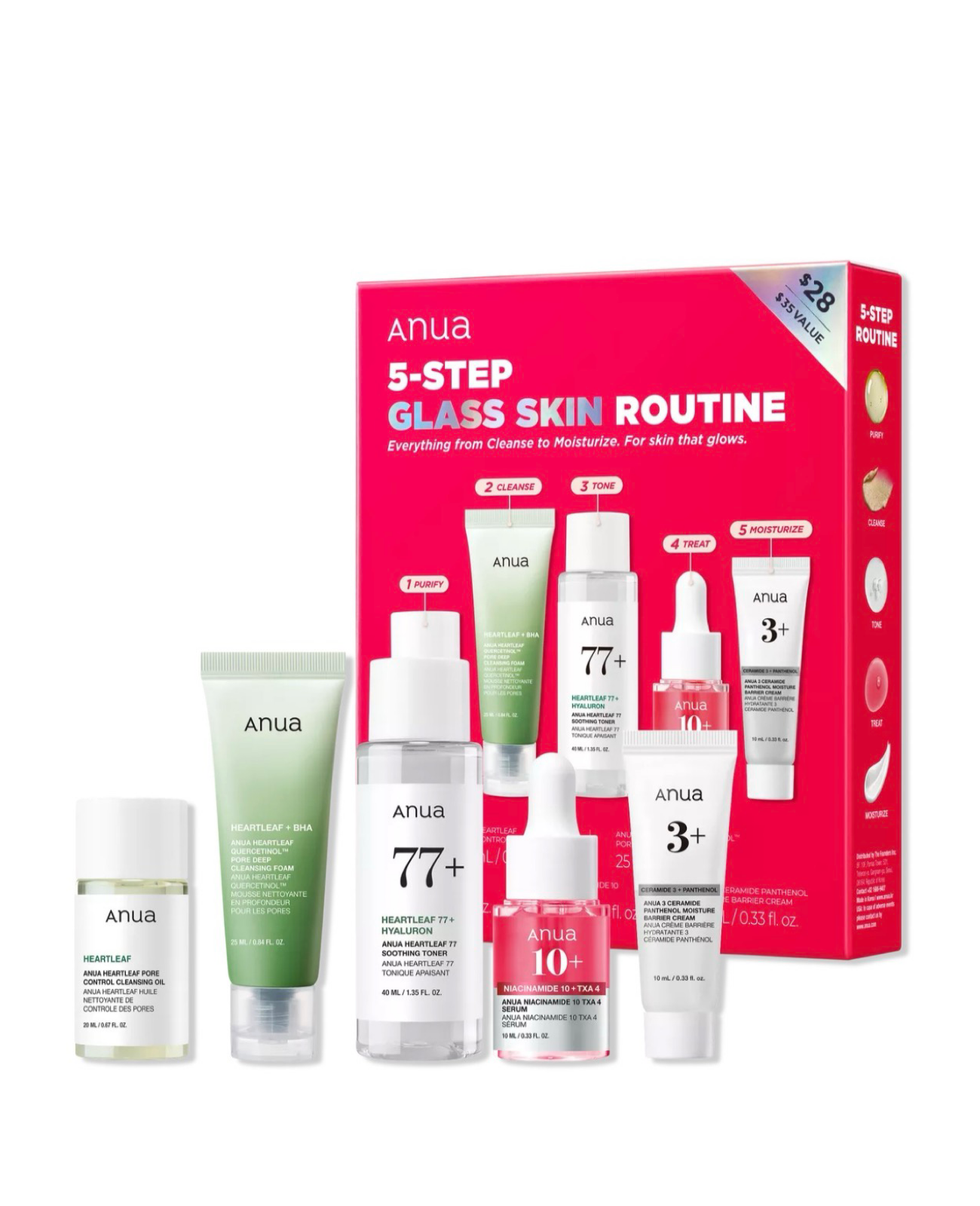 Anua – Coffret 5-Step Glass Skin Routine