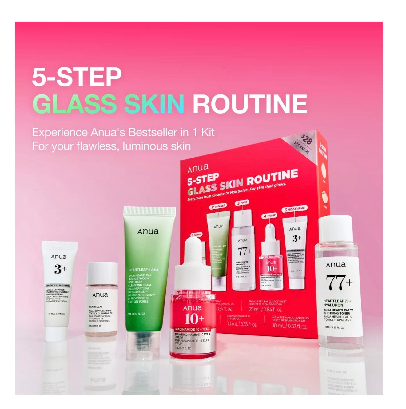 Anua – Coffret 5-Step Glass Skin Routine