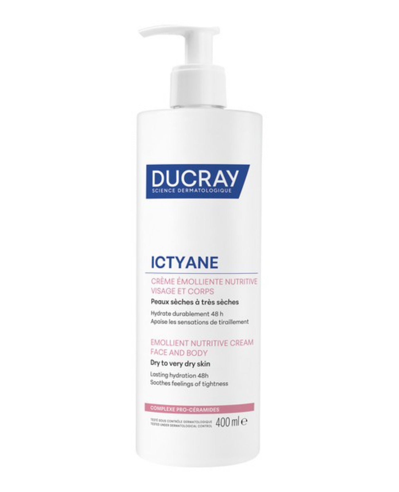 DUCRAY Ictyane Crème Émolliente Nutritive – Visage & Corps – 400 ml