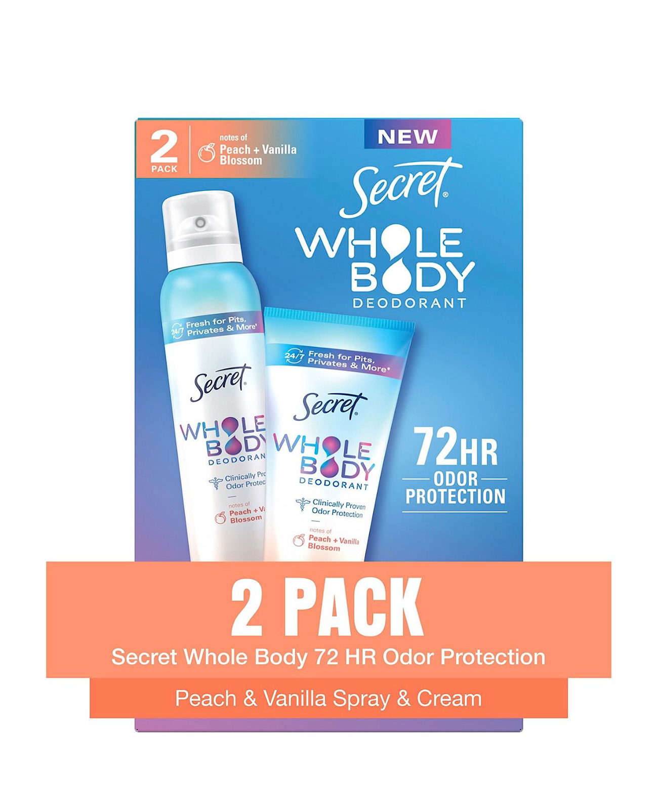 Secret Whole Body Deodorant Peach & Vanilla en pack duo