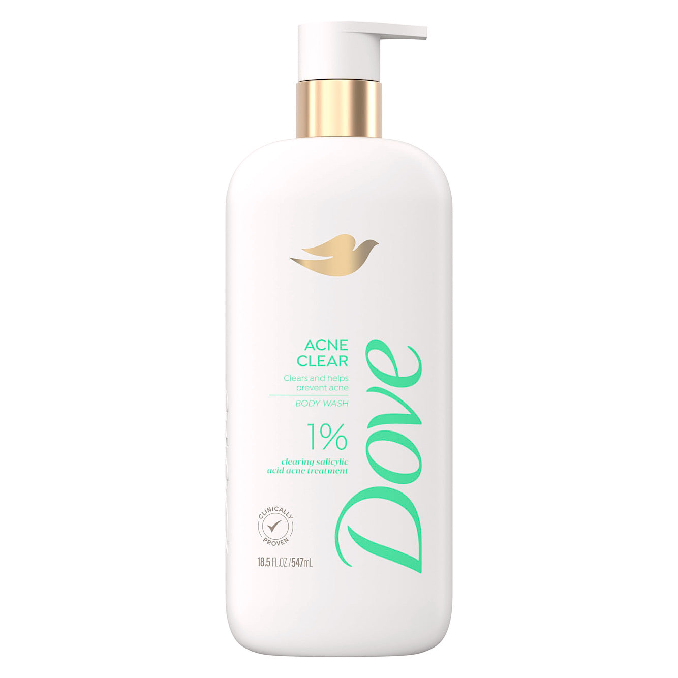 Dove Acne Clear – Gel Douche Anti-Boutons à l’Acide Salicylique 1 % – 547 ml