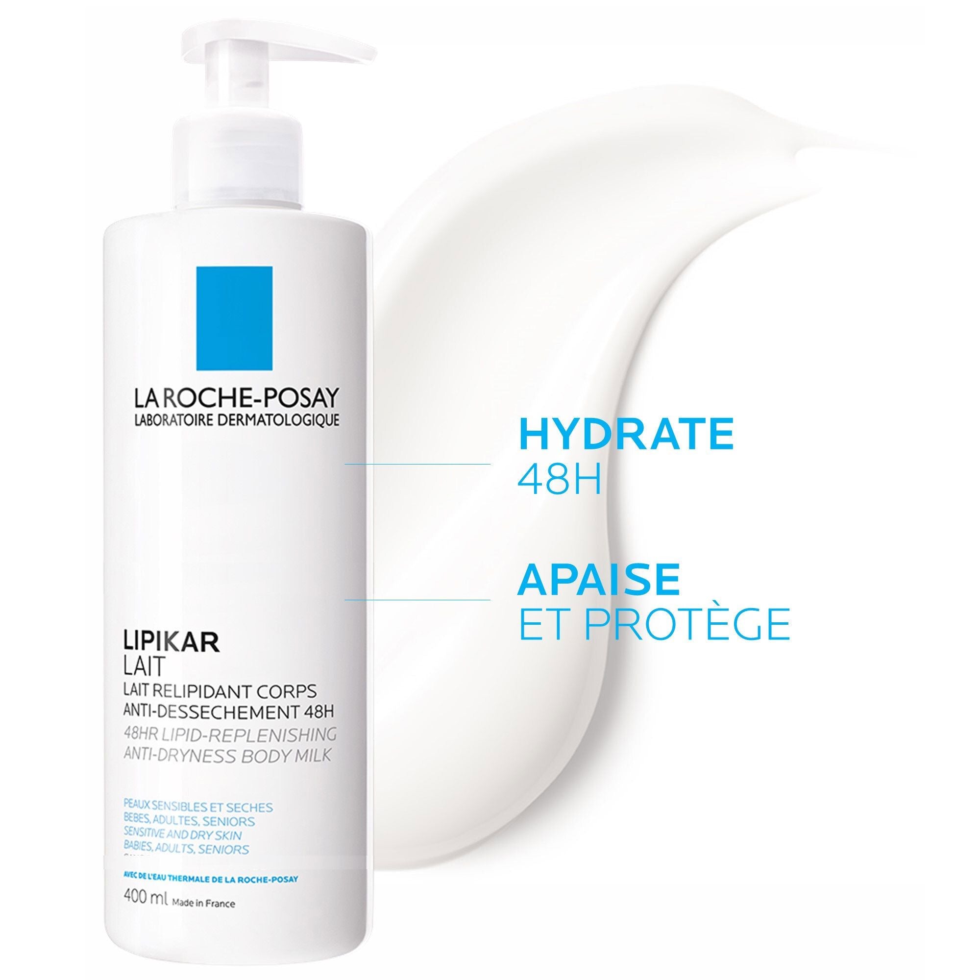 La Roche-Posay Lipikar Lait – Lait Relipidant Corps 48 h, 400 ml