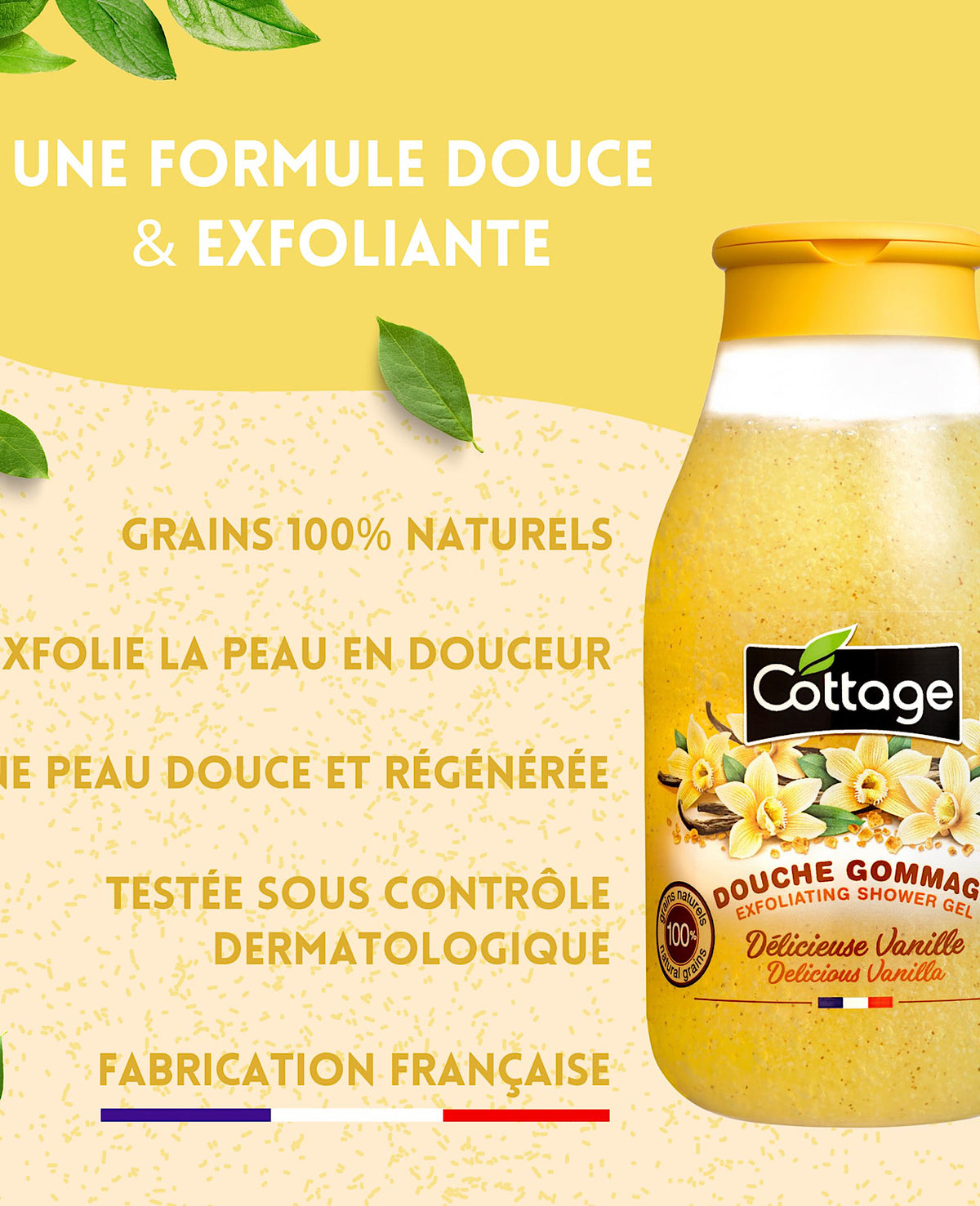 Cottage Douche Gommage – Délicieuse Vanille 270 ml