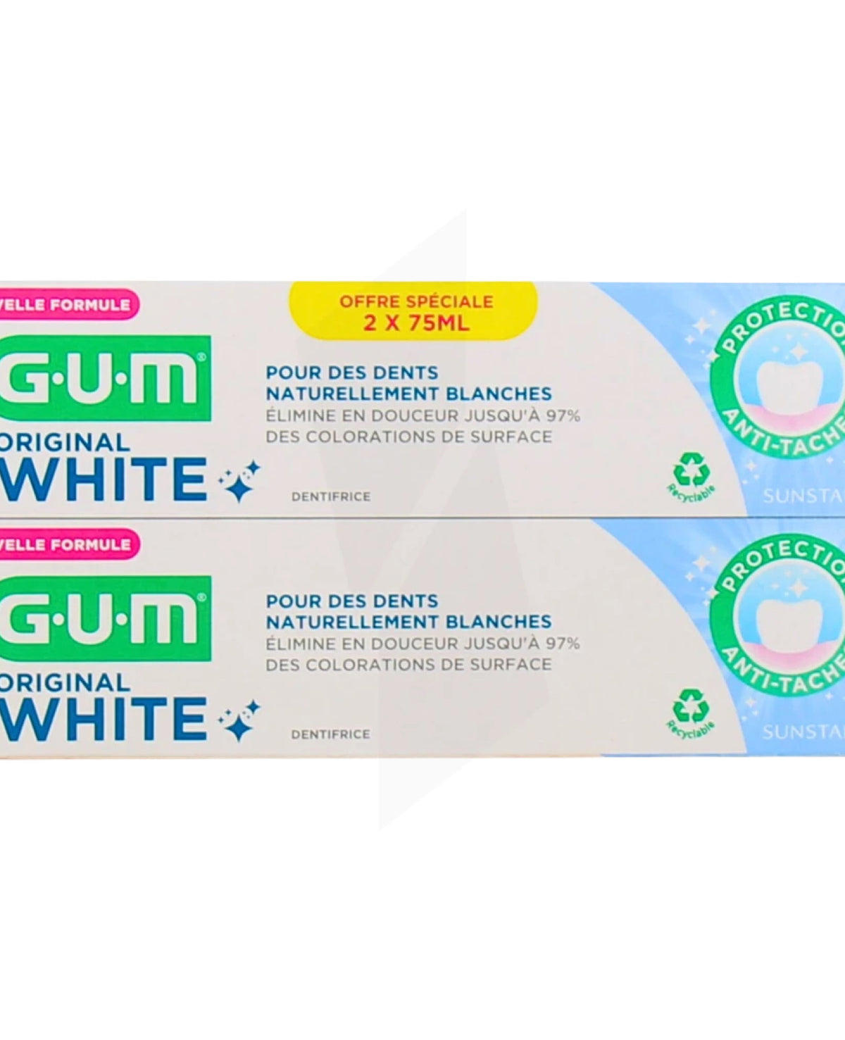 GUM Original White – Dentifrice Blancheur 2 × 75 ml