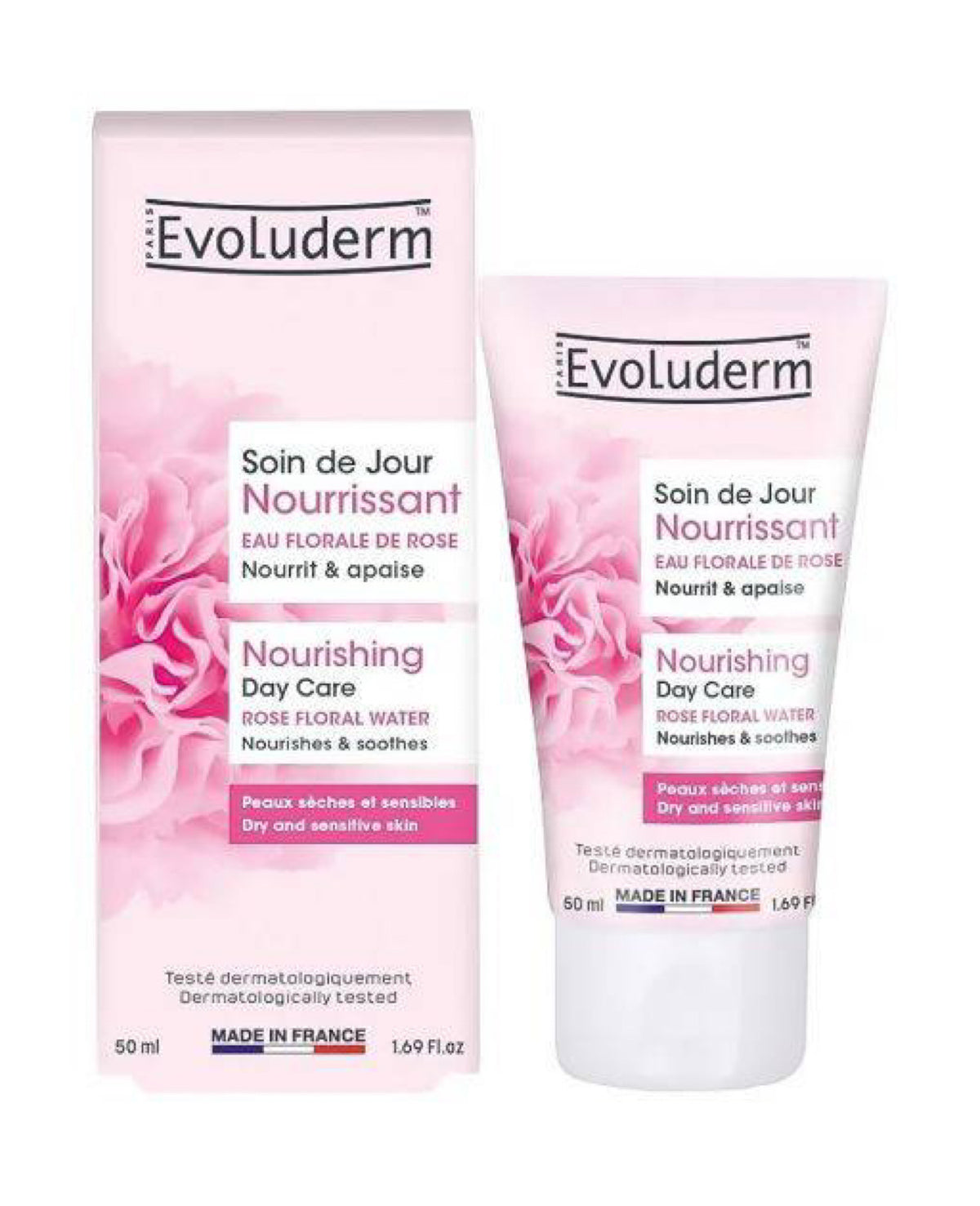 Evoluderm – Soin de Jour Nourrissant à l’Eau Florale de Rose – 50 ml