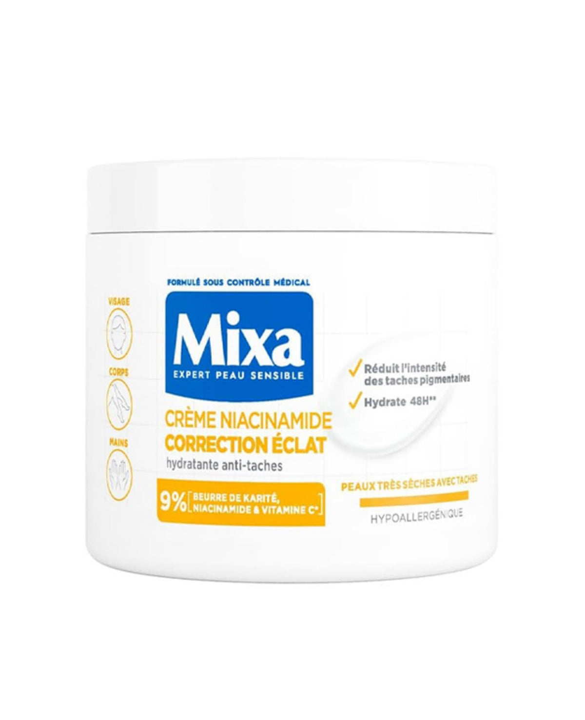 Mixa Crème Niacinamide Correction Éclat – Visage, Corps & Mains 400ml