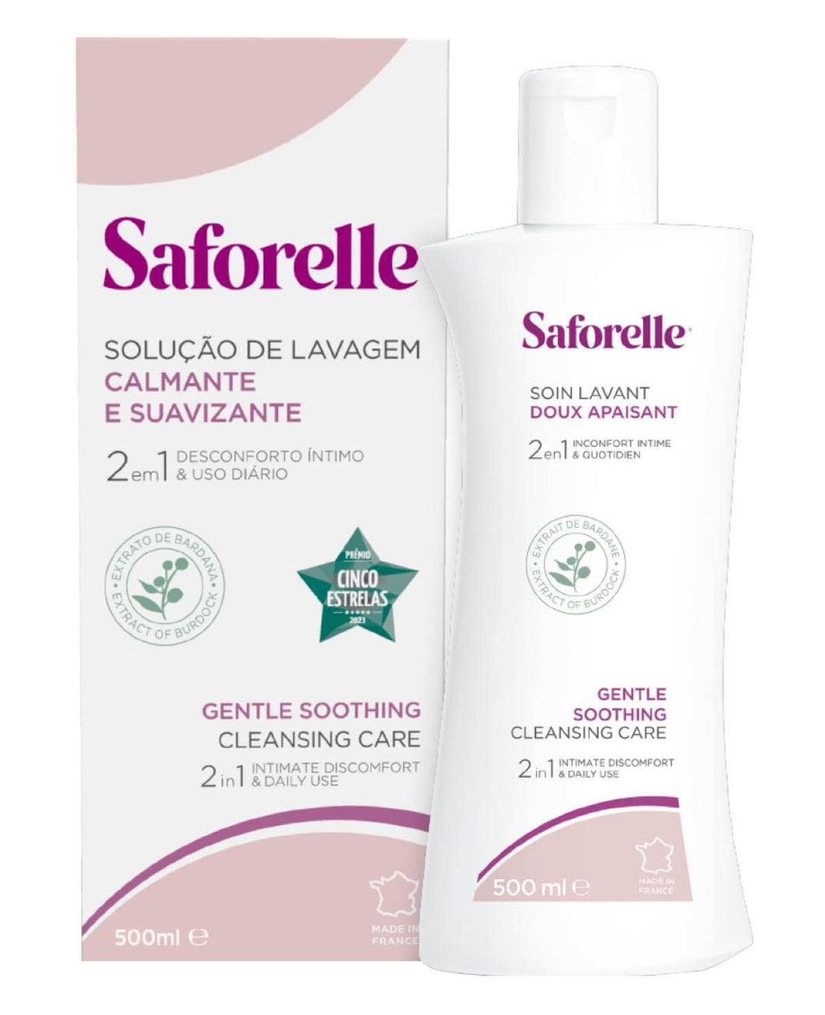 Saforelle – Soin Lavant Doux Apaisant 2-en-1 – 500 ml